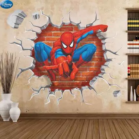 Наклейки на стену «Человек-паук» для комнат подростков, «Марвел», «Супермен», «классические жесты», самоклеящиеся обои, фрески, украшение д...