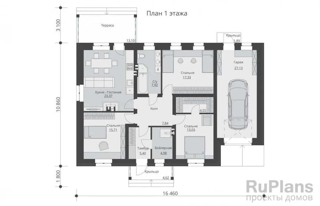 Проекты домов 120 м² с гаражом