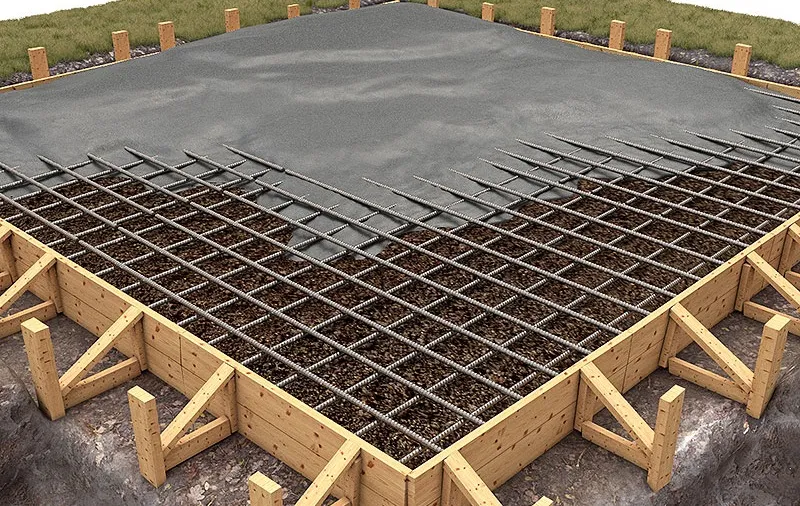 заливка бетона плитного фундамента