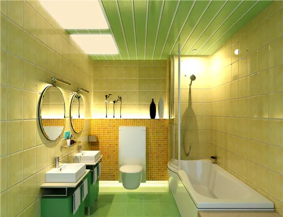 Зеленые панели в ванной комнате