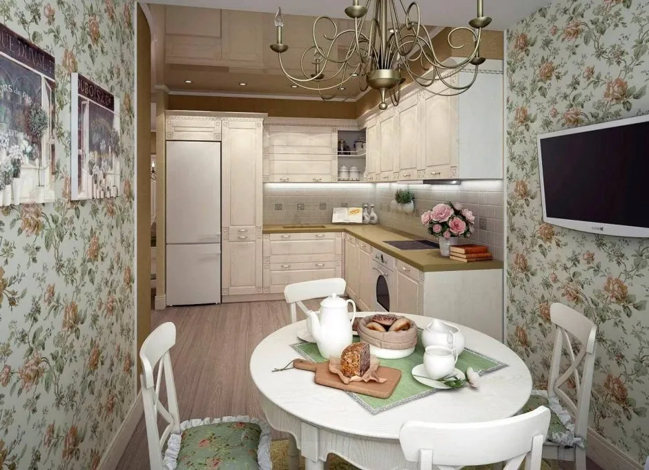 Кухня во французском стиле в маленькой квартире